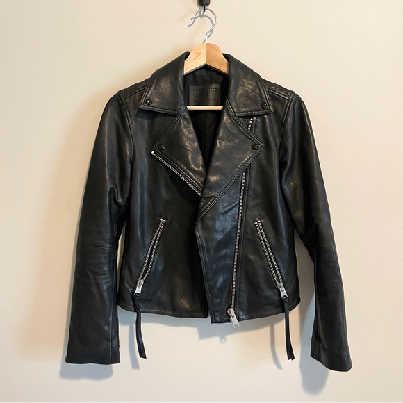 All Saints Dalby leather biker jacket NWOT - Picture 9 of 12